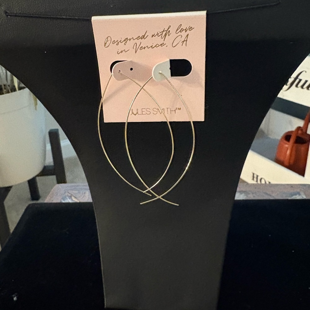 Jules Smith 14k Plated Brass Thin Wire Upside-Down Hoops or Open Hoop Threaders